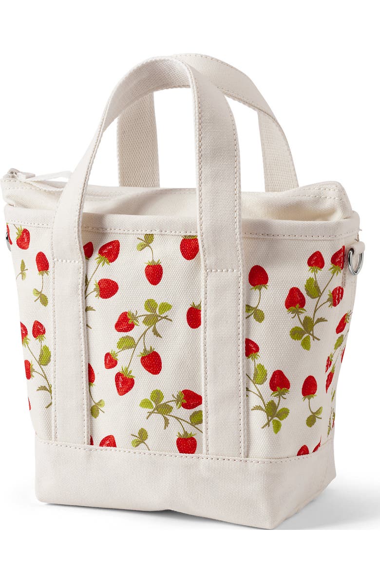 Lands' End Medium Print 5 Pocket Open Top Canvas Tote Bag, Alternate, color, Red Strawberry/Natural