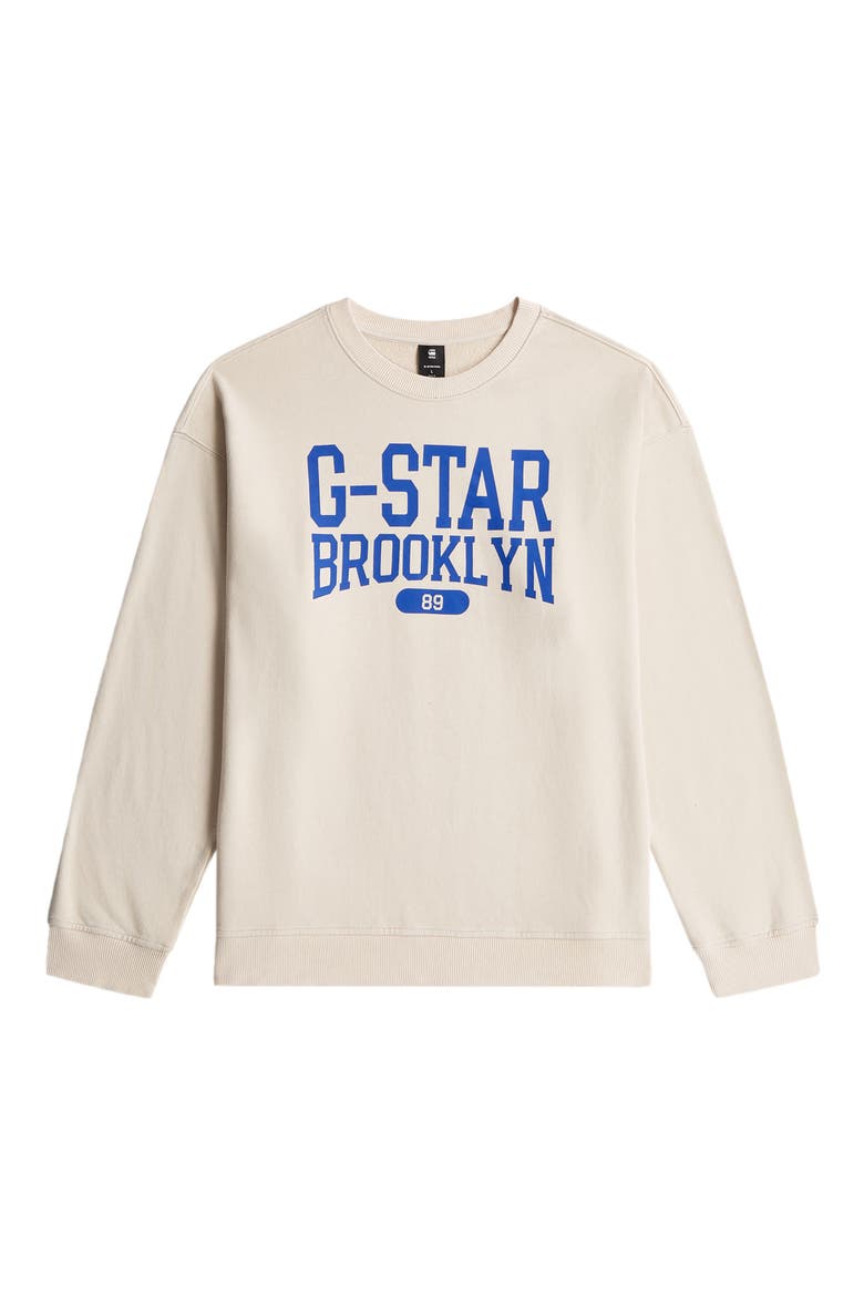 Colletiate Relaxed Fit Organic Cotton French Terry Crewneck Sweatshirt, Alternate, color, WHITEBAIT