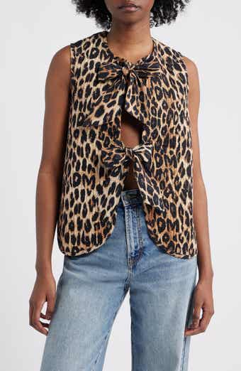 Damson Madder Tilly Leopard Print Organic Cotton Quilted Vest