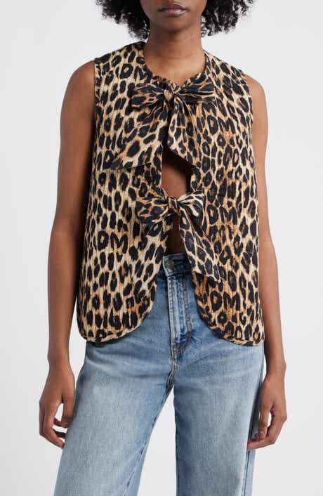 Damson Madder Tilly Leopard Print Organic Cotton Quilted Vest