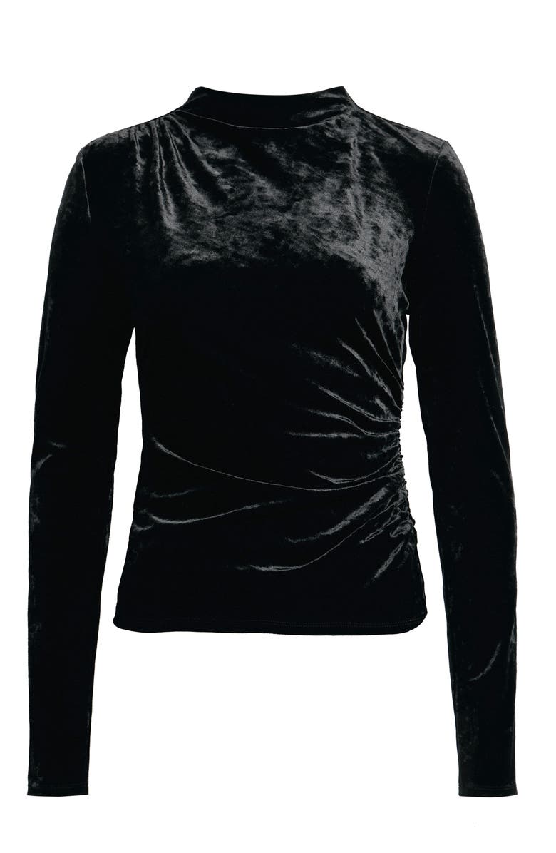Rails Joelle Ruched Velour Mock Neck Top, Alternate, color, Black