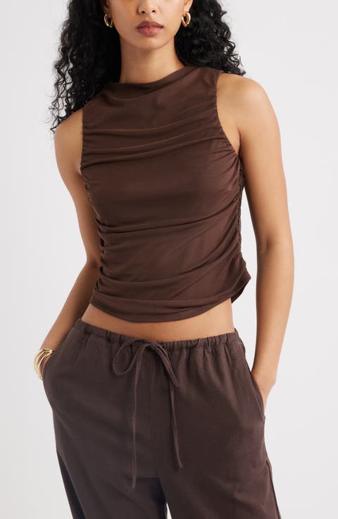 Ruched Mesh Tank Top