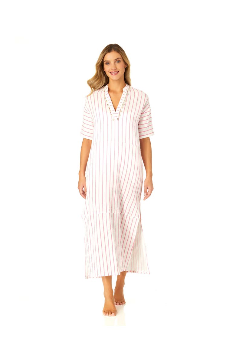 Anne Cole Women's Maxi Dress With Side Slits And Shell Details Cover Up, Main, color, 