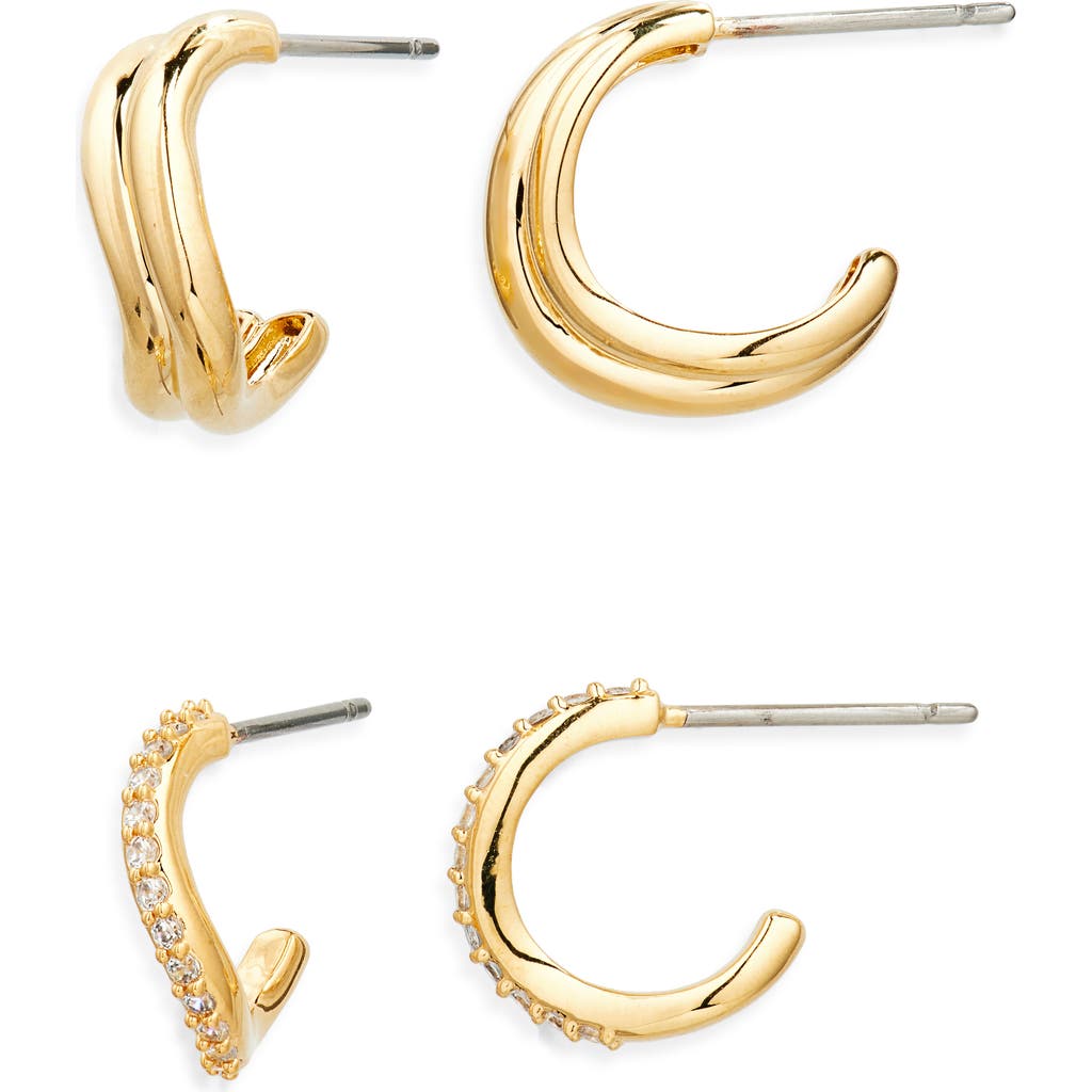 Nadri The Perfect Gift Set Of 2 Wavy Hoop Earrings In Gold