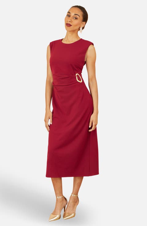 Buckle Detail Ruched Dress