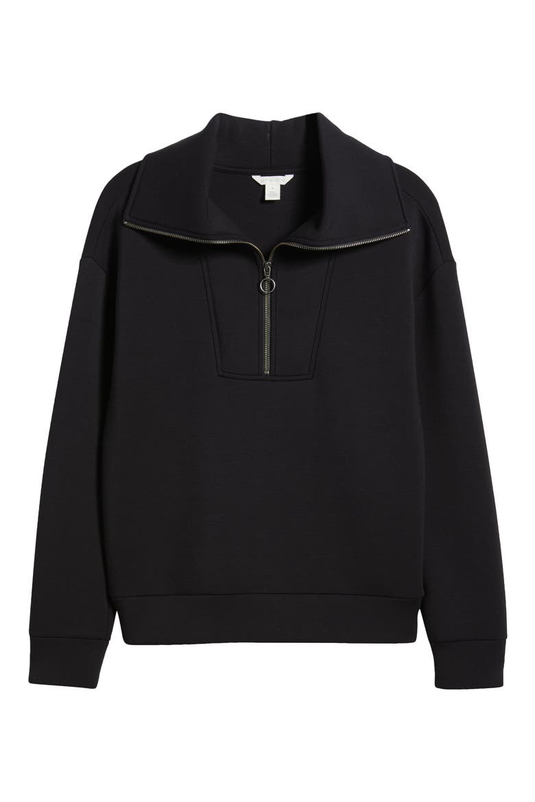 Half Zip Sweatshirt, Alternate, color, BLACK