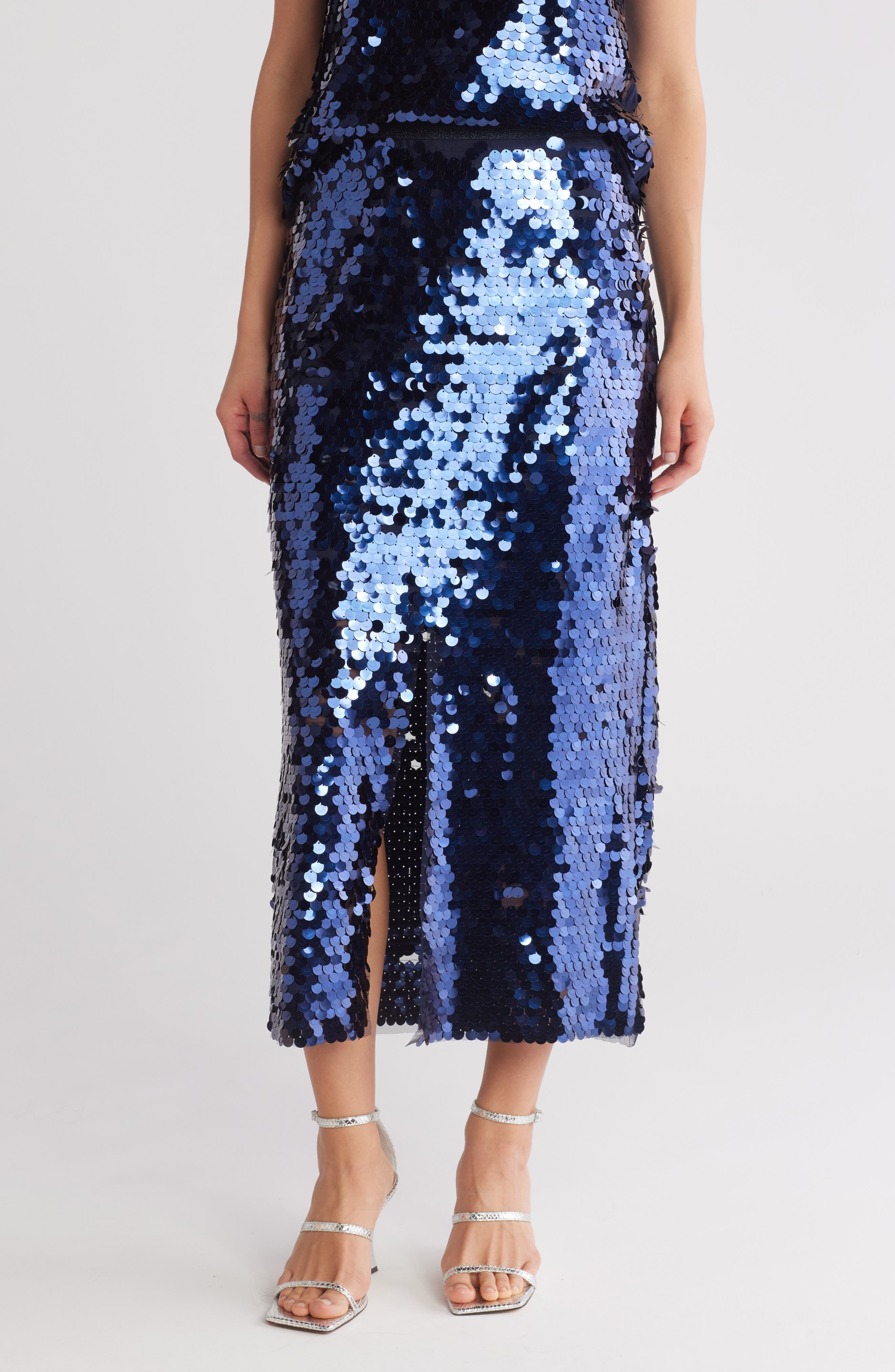 ICHI Sparkle Sequin Maxi Skirt