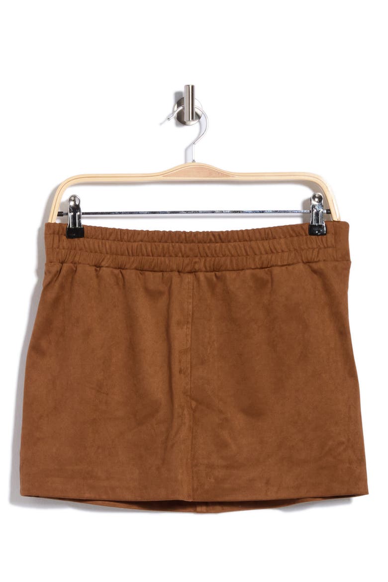 Faux Suede Miniskirt, Main, color, BROWN