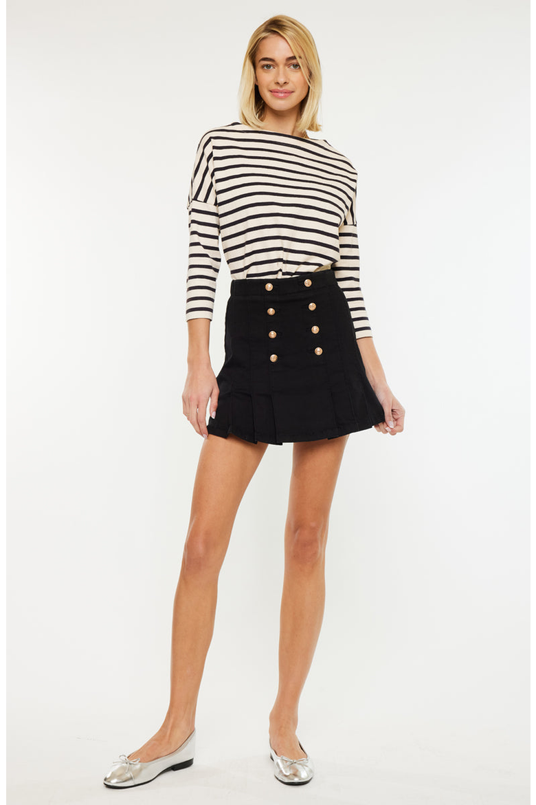 Irene High Rise Pleated Mini Skort, Alternate, color, Black