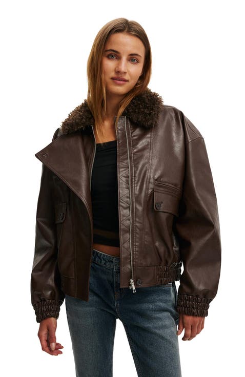 Women
s Darcy Faux Leather Bomber