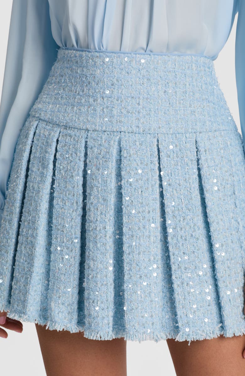 Alice + Olivia Emilie Box Pleat Miniskirt, Alternate, color, Carolina Blue