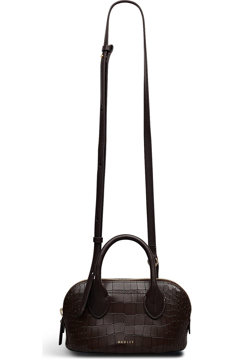Radley The Muriel - Faux Croc Micro Ziptop Satchel Bag, Main, color, Dark Oak