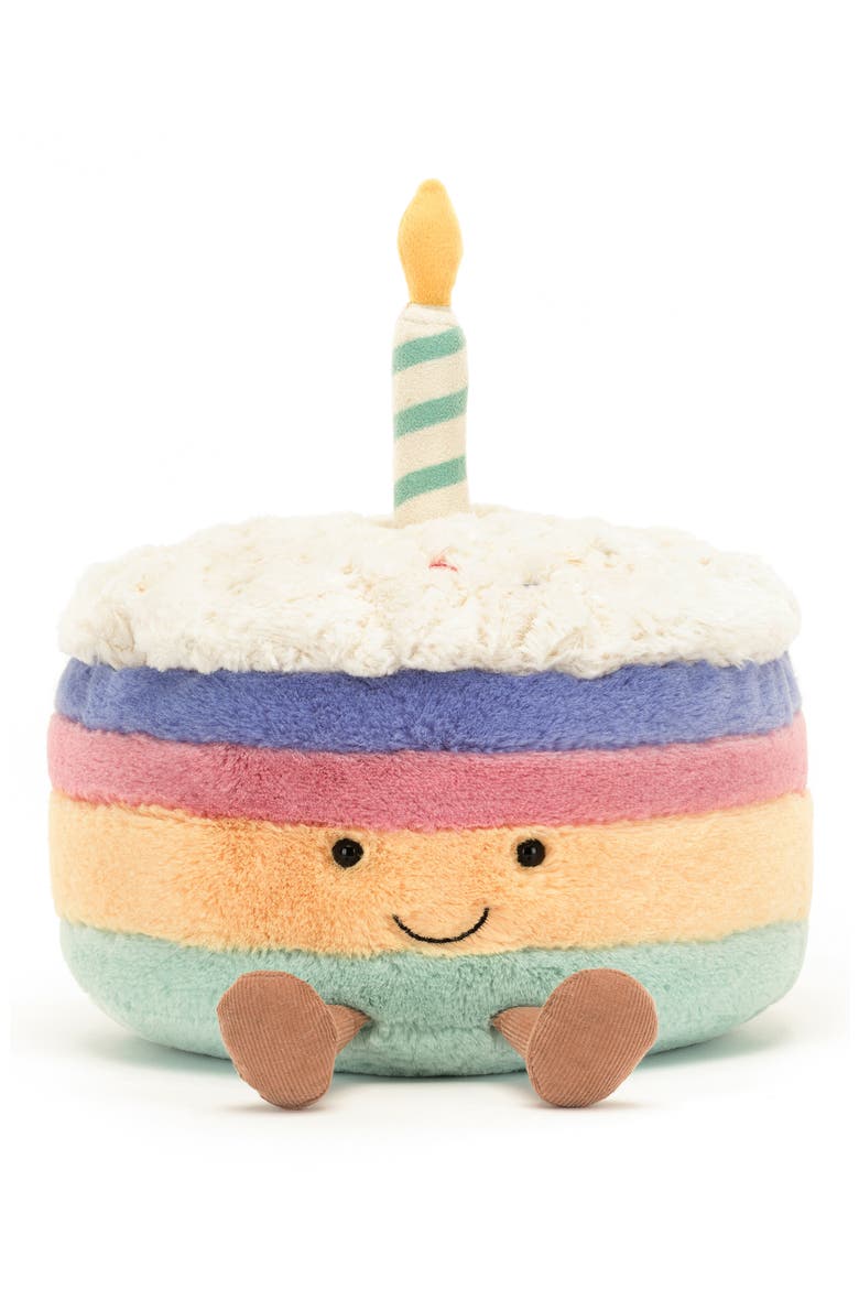Amusable Rainbow Birthday Cake Plush Toy, Main, color, MULTI