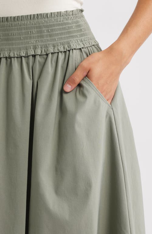 Wit & Wisdom Smocked Waist Bubble Hem Midi Skirt In Green
