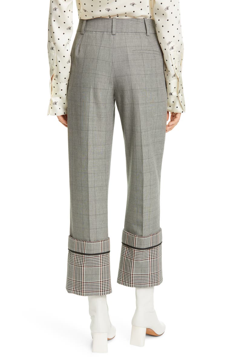 MONSE Cuff Hem Plaid Straight Leg Wool Blend Pants, Alternate, color,