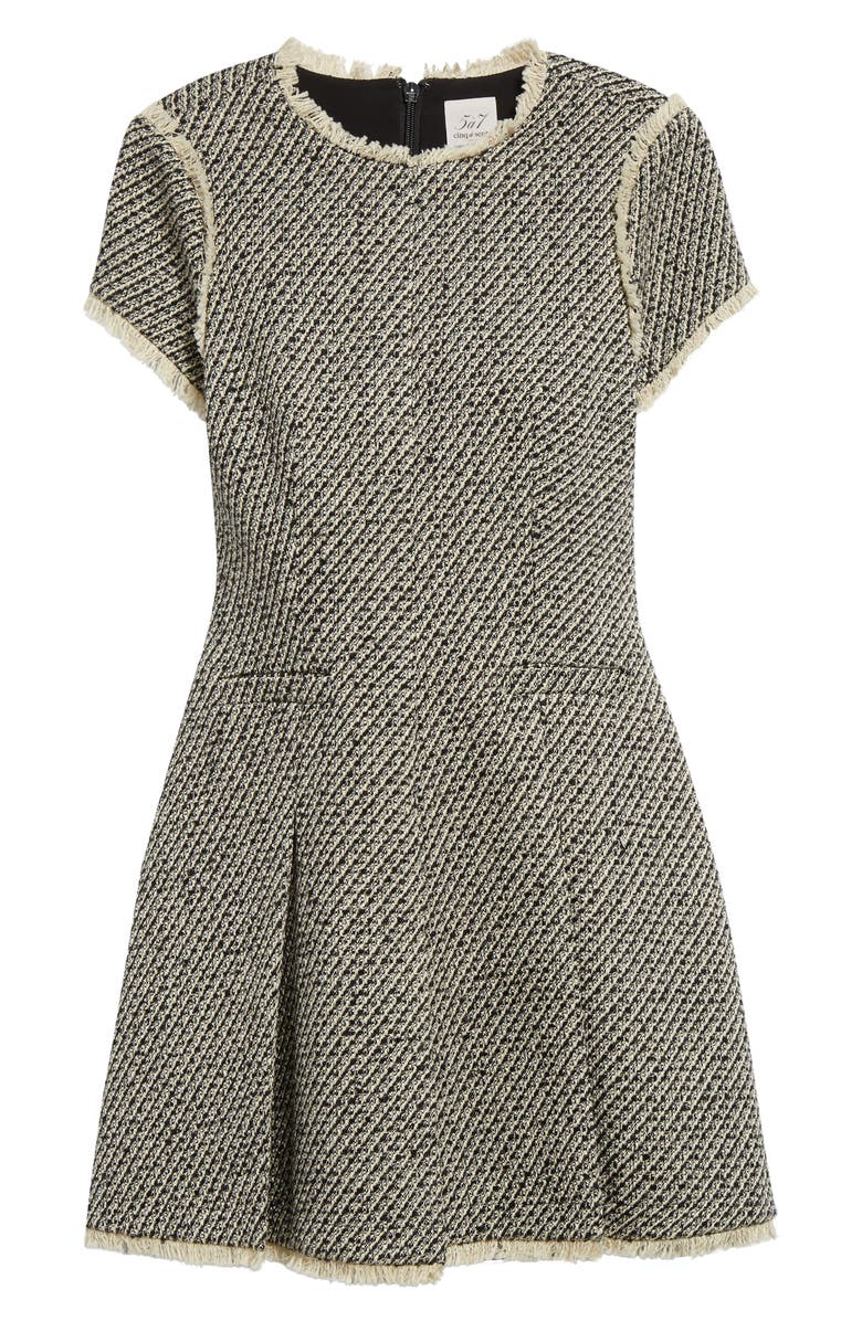 Cinq à Sept Nova Short Sleeve Metallic Tweed Dress, Alternate, color,