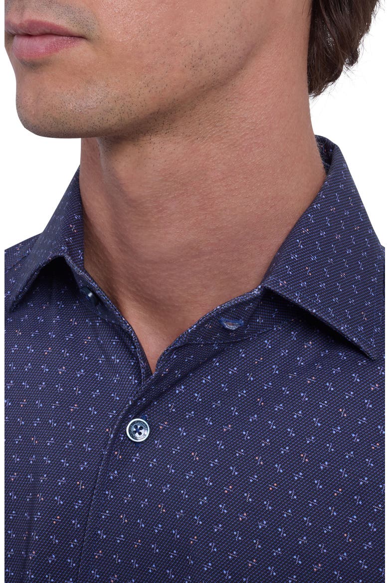 Devon OoohCotton® Geo Print Button-Up Shirt, Alternate, color, NIGHT BLUE