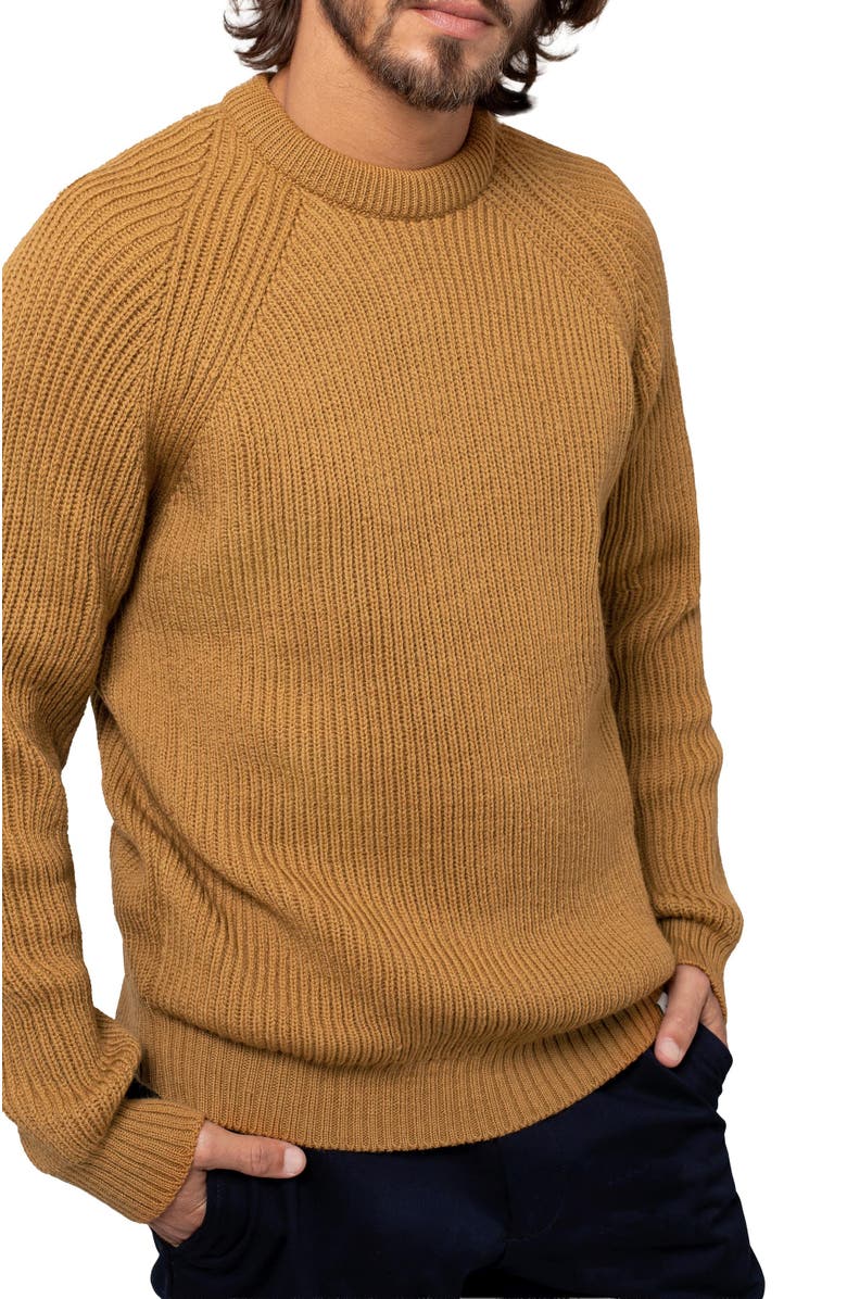 Celtic & Co. British Ribbed Fishermans Sweater, Alternate, color, Autumn Brown