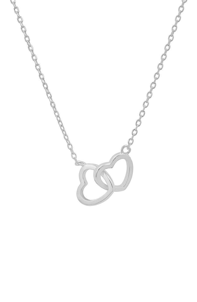 Queen Jewels Sterling Silver Interlocking Heart Pendant Necklace, Main, color, Silver