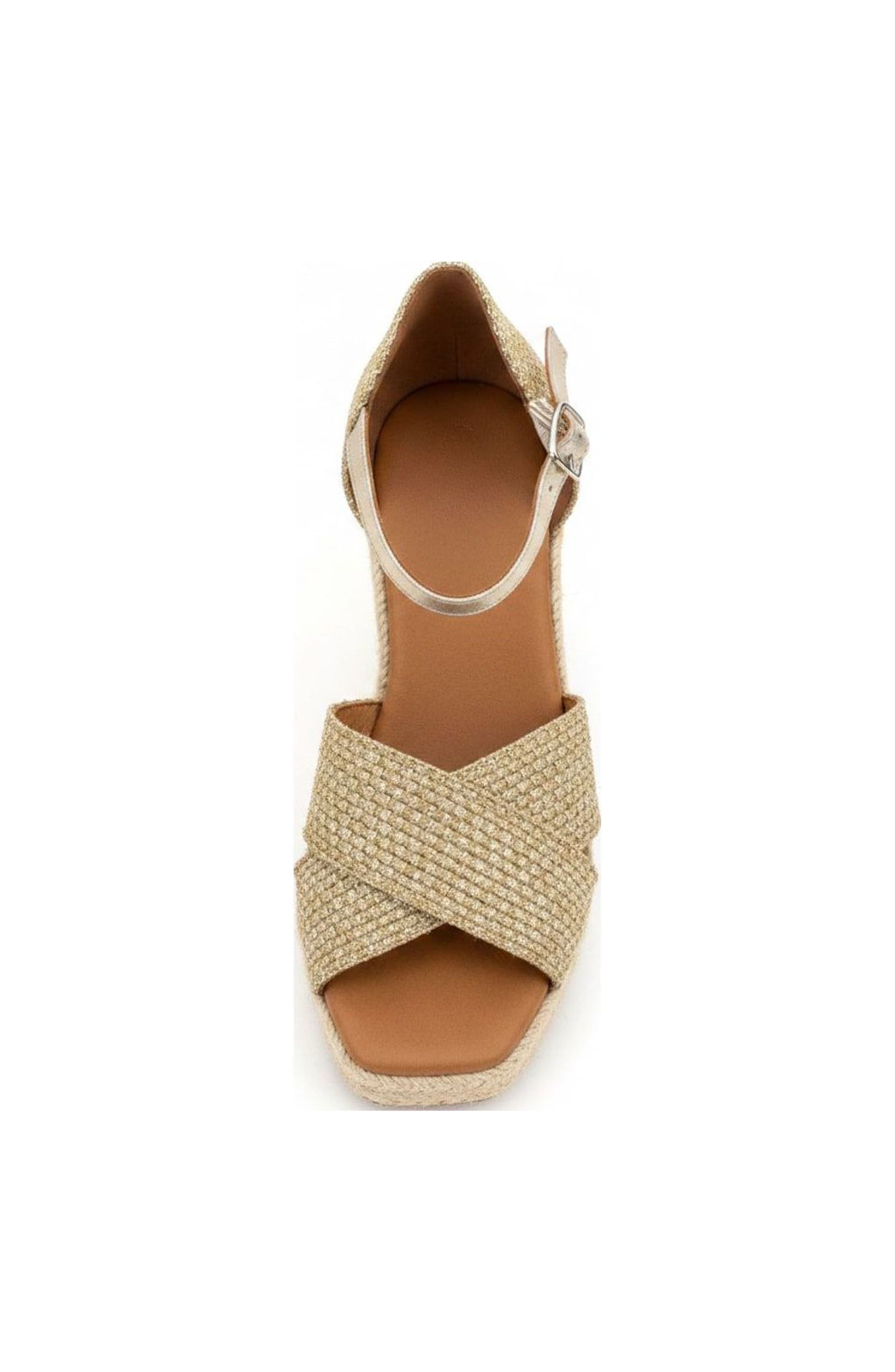 Jimena High Double Band Gold-Woven Espadrille Sandal, Alternate, color, Gold