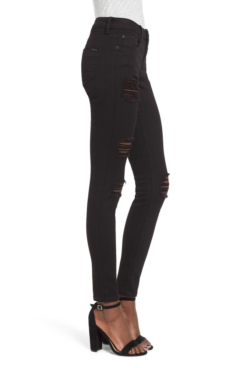 Piper Destroyed Skinny Jeans, Alternate, color, BLACK