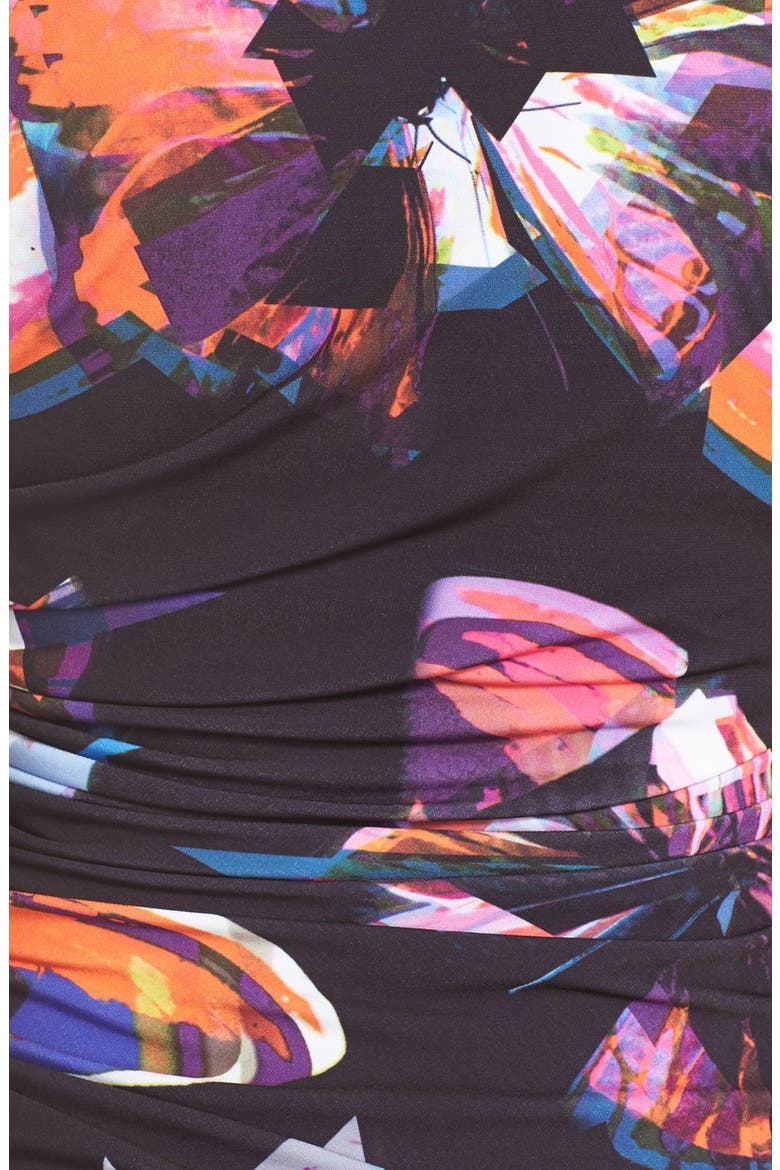Butterfly Print Jersey Sheath Dress, Alternate, color, BLACK/ MAGENTA