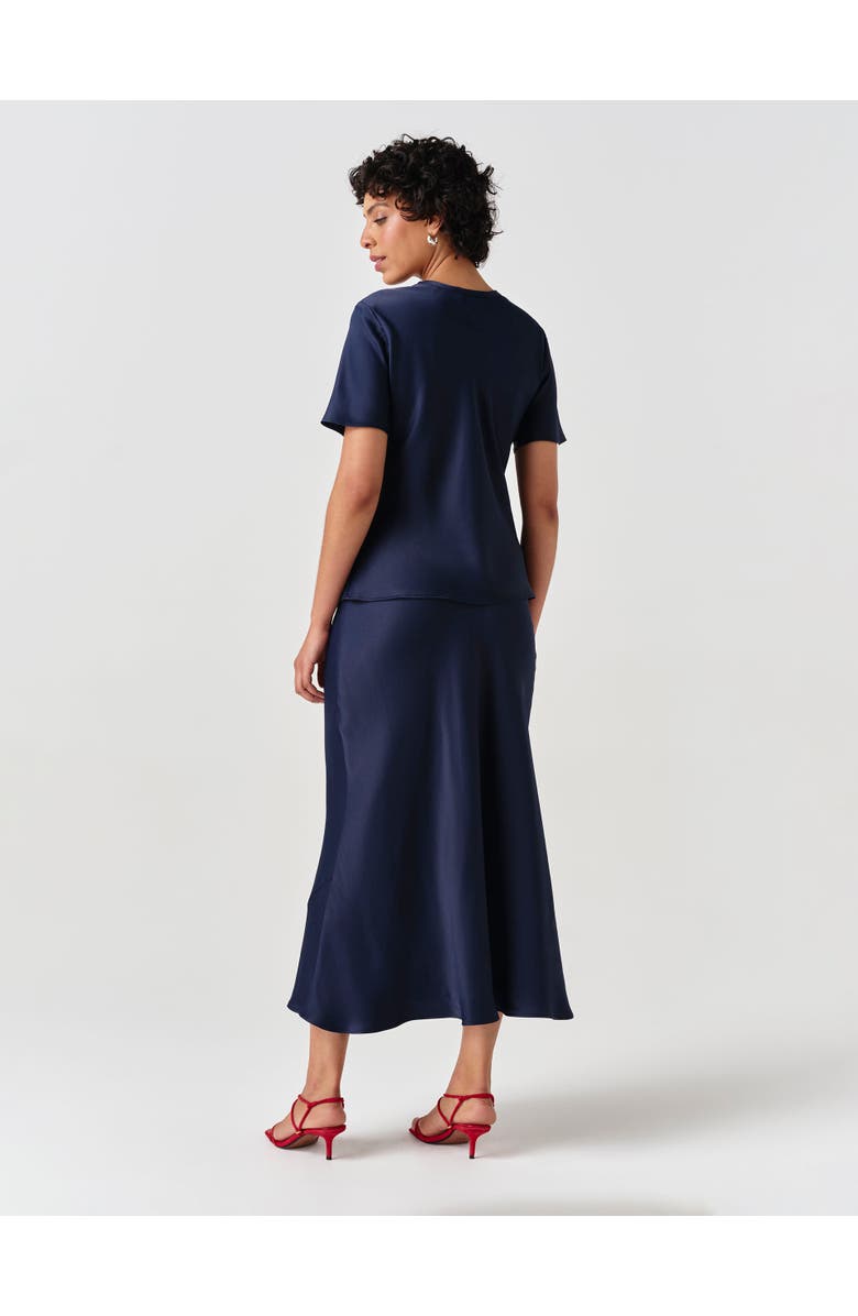 Ghost London Ria Short Sleeve Satin Top, Alternate, color, Navy