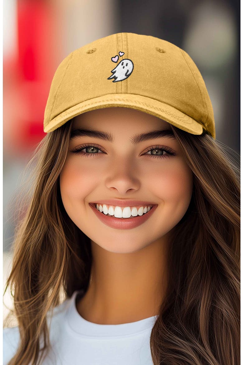 Heartly Ghost Embroidered Cap, Alternate, color, Washed Gold