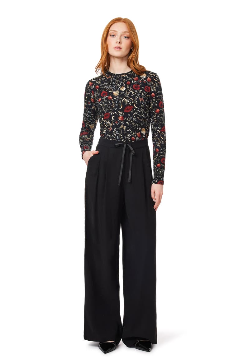 Tie Waist Wide Leg Pants, Alternate, color, BLACK NIGHT
