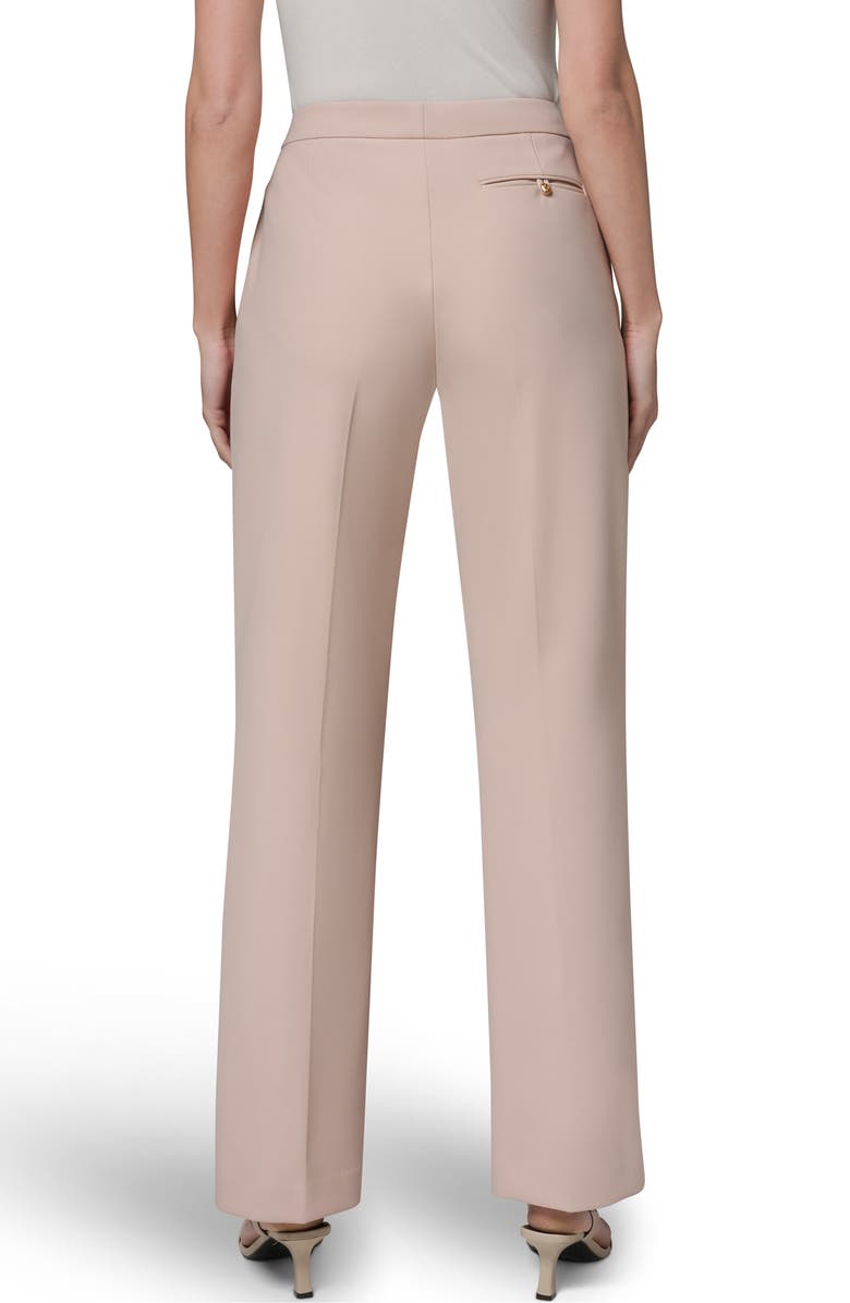 Donna Karan New York Side Button Flat Front Straight Leg Pants, Alternate, color, Snow Petal