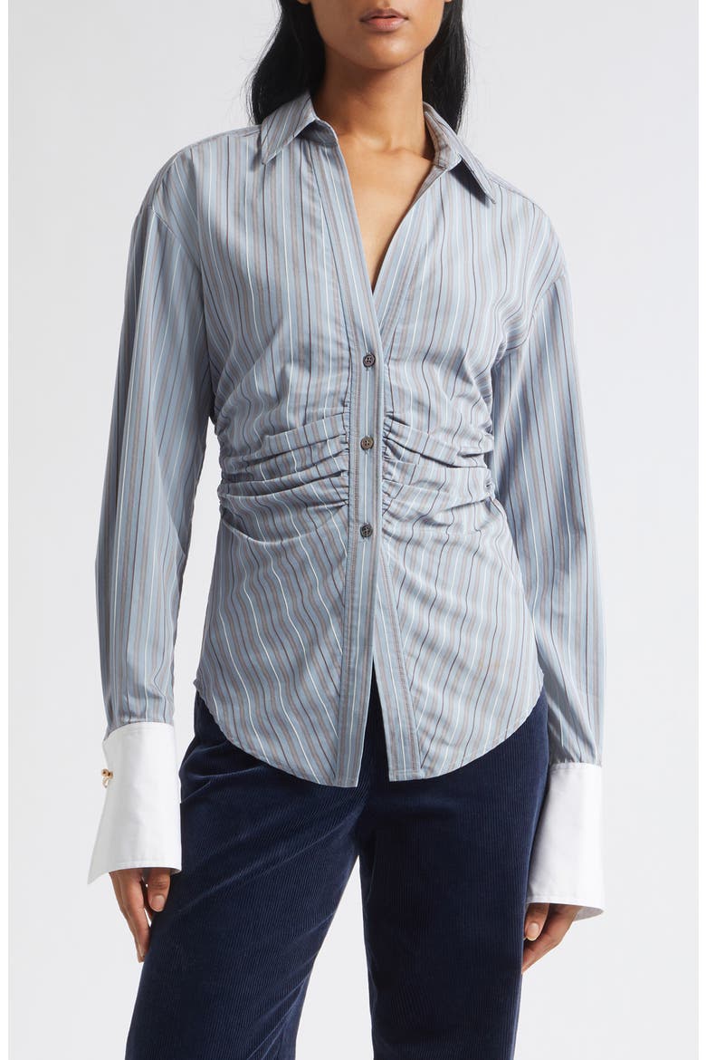 Devra Striped Long Sleeve Shirt, Main, color, BLUE RIVER MULTI