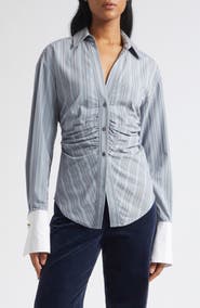Veronica Beard Devra Striped Long Sleeve Shirt