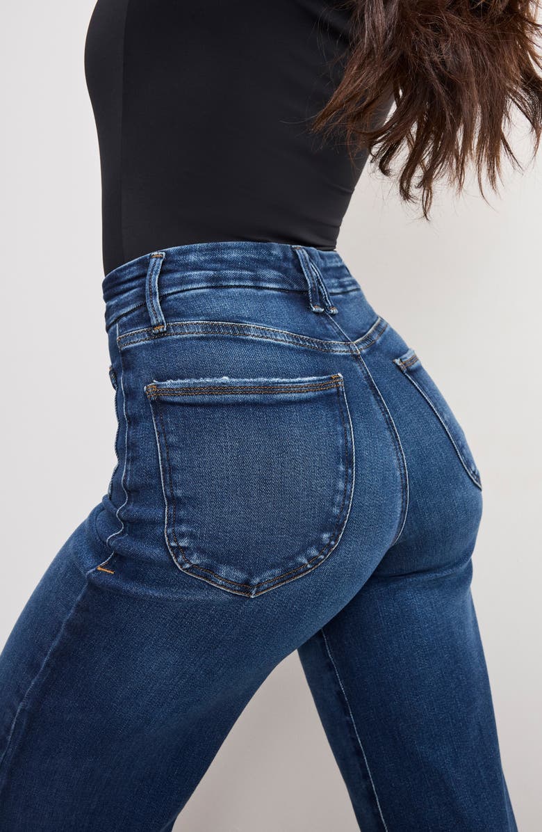 Good American Soft Tech Good Waist Palazzo Jeans, Alternate, color, Indigo511