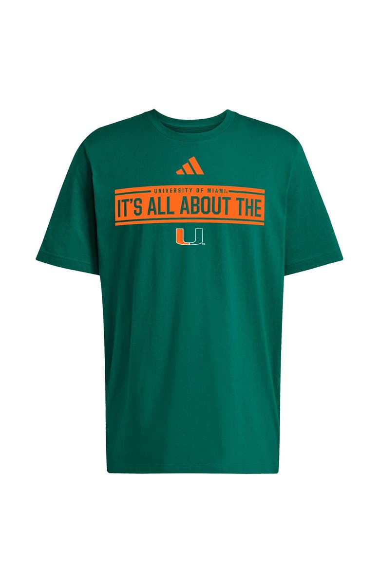 adidas Men's adidas Green Miami Hurricanes Locker Slogan Pre-Game T-Shirt, Alternate, color, Green