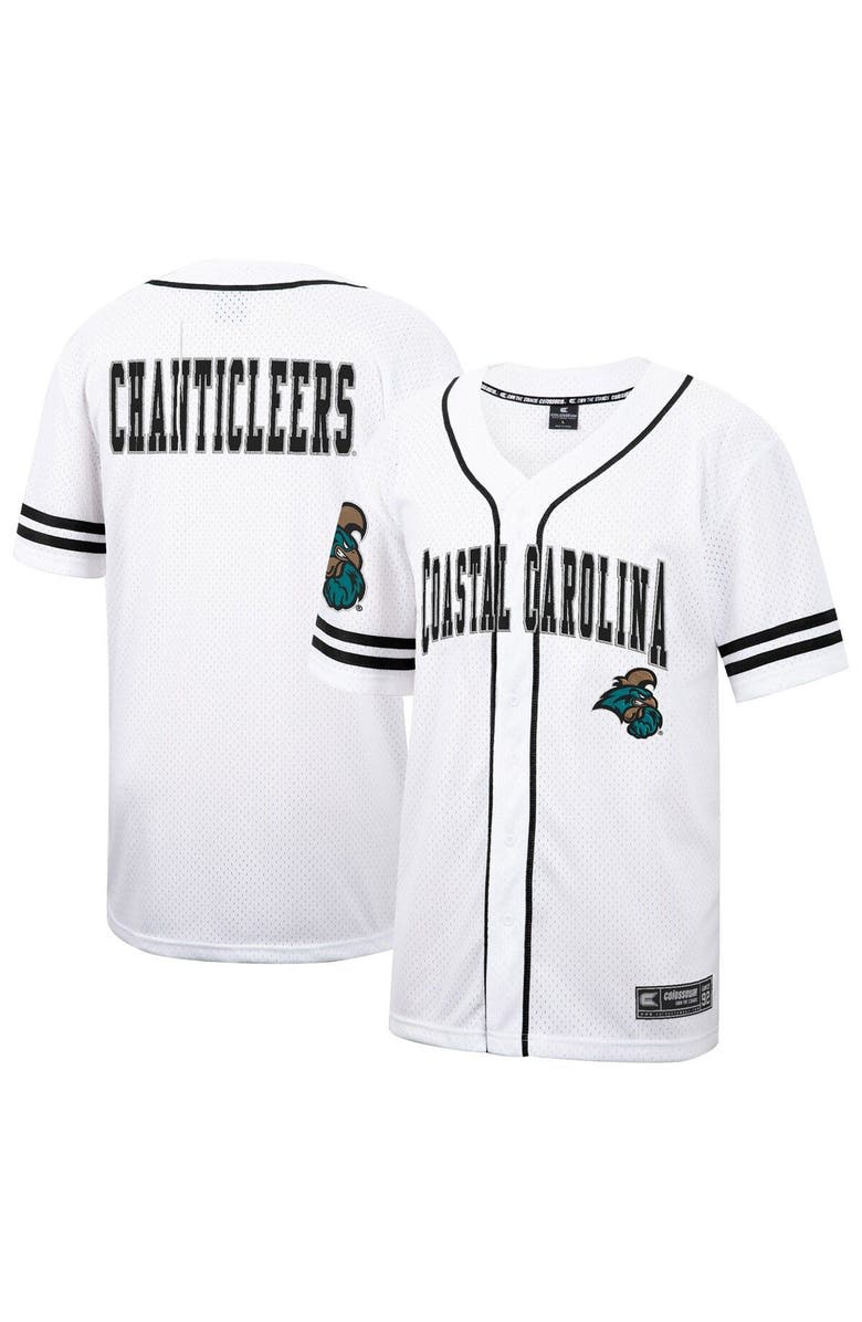 COLOSSEUM Men's Colosseum White Coastal Carolina Chanticleers Free Spirited Mesh Button-Up Baseball Jersey, Alternate, color, 