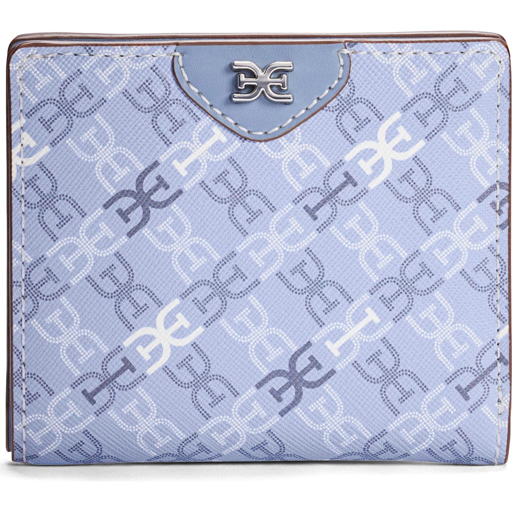 Sam Edelman Harper Monogram Faux Leather Bifold Wallet In Powder Blue