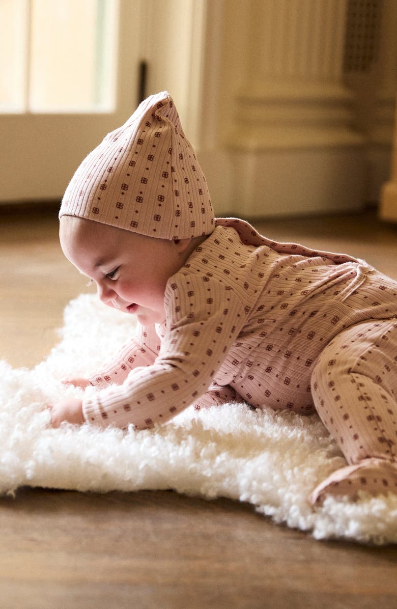 NoggiWear Printed Ribbed Beanie, Alternate, color, Pale Pink