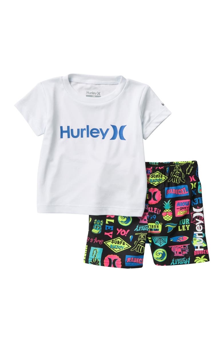 Hurley Dri-FIT UPF 50+ T-Shirt & Swim Trunks Set, Main, color,