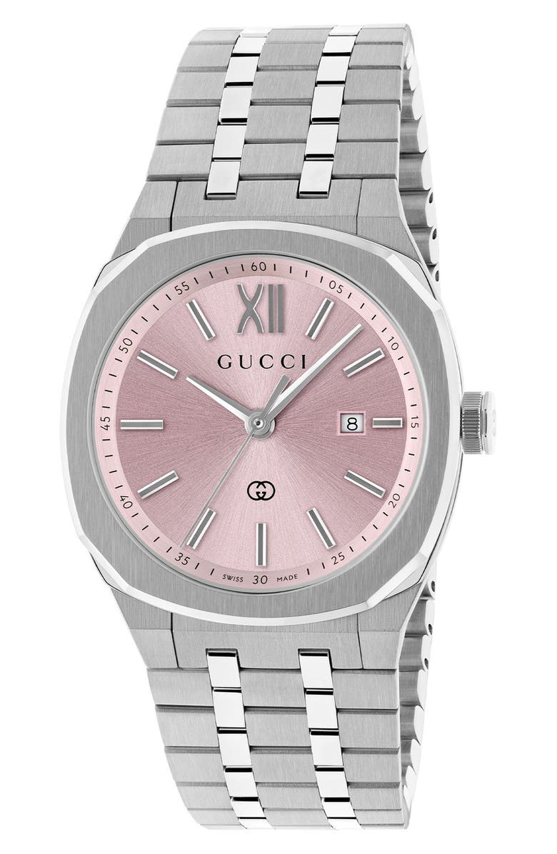 Gucci 25H Bracelet Watch, 30mm, Main, color, Silver/ Pink