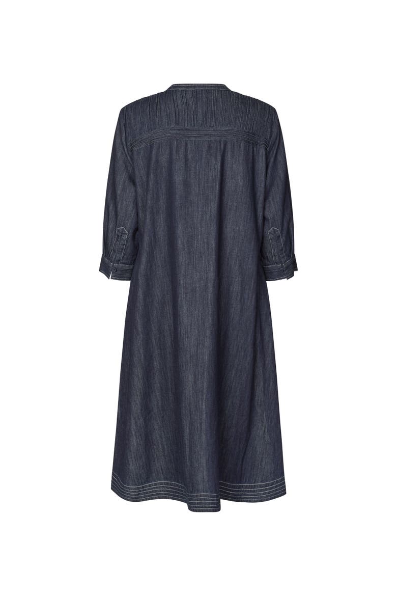 MaNakillaia Mandarin Collar Midi Dress, Alternate, color, Dark Denim