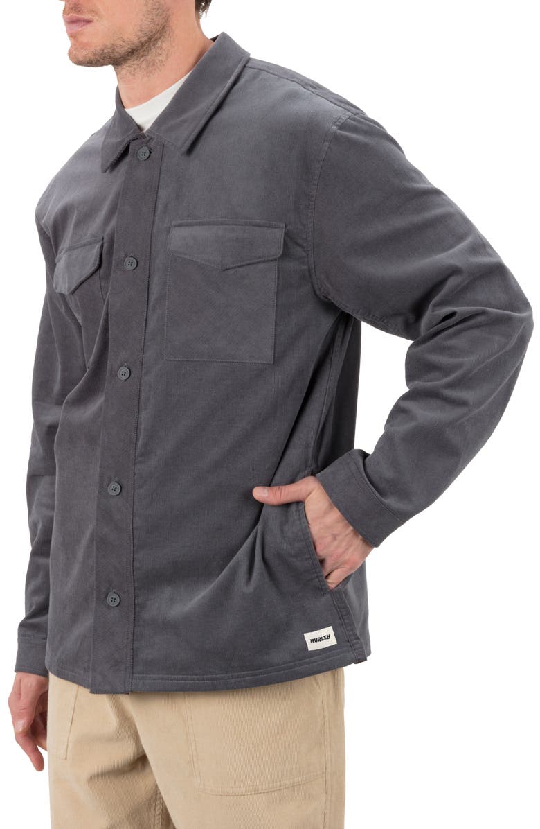 Hurley Lido Corduroy Overshirt, Alternate, color, Ion Grey