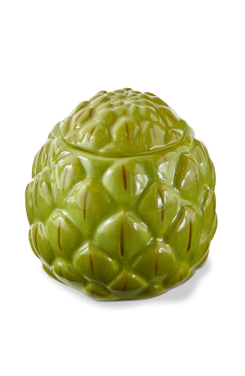 tag Artichoke Lidded Trinket Box Green Earthenware Everyday, Main, color, Green