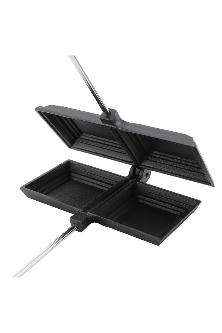 8.26 Inch Cast Iron Pie Iron Outdoor/Camping Cookware with Long Handle, Alternate, color, Black