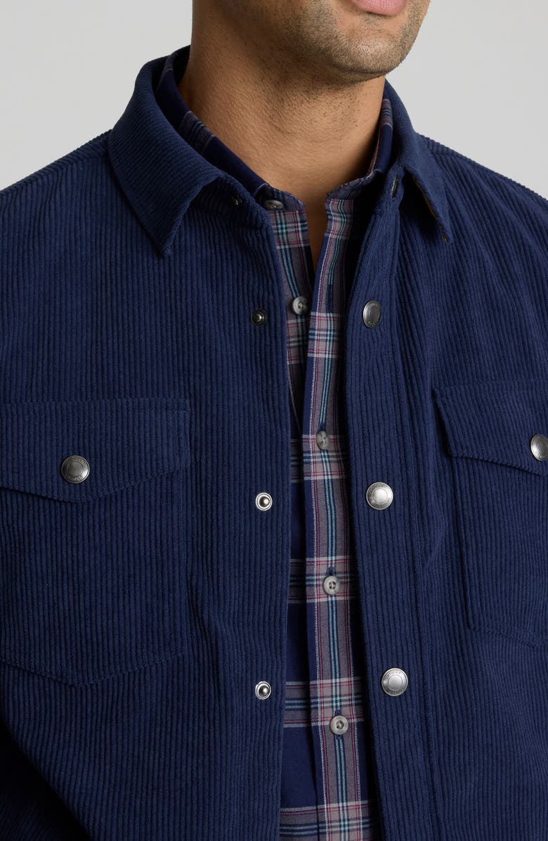 UNTUCKit Irvine Fleece Lined Corduroy Snap-Up Shirt Jacket, Alternate, color, Navy