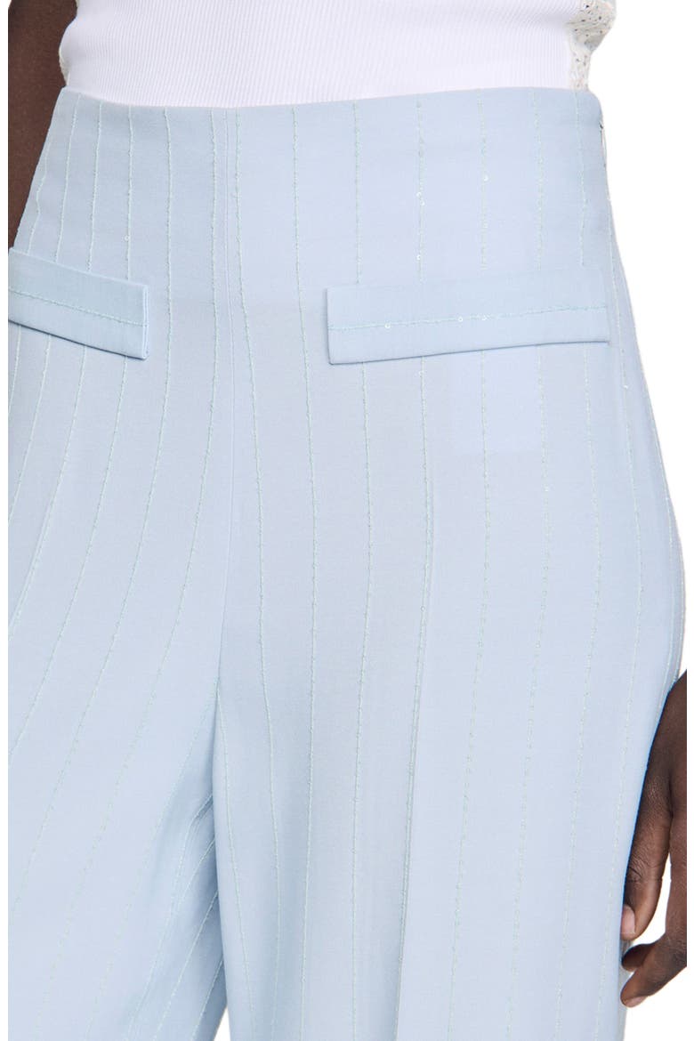 Striped sequin trousers, Alternate, color, Sky blue