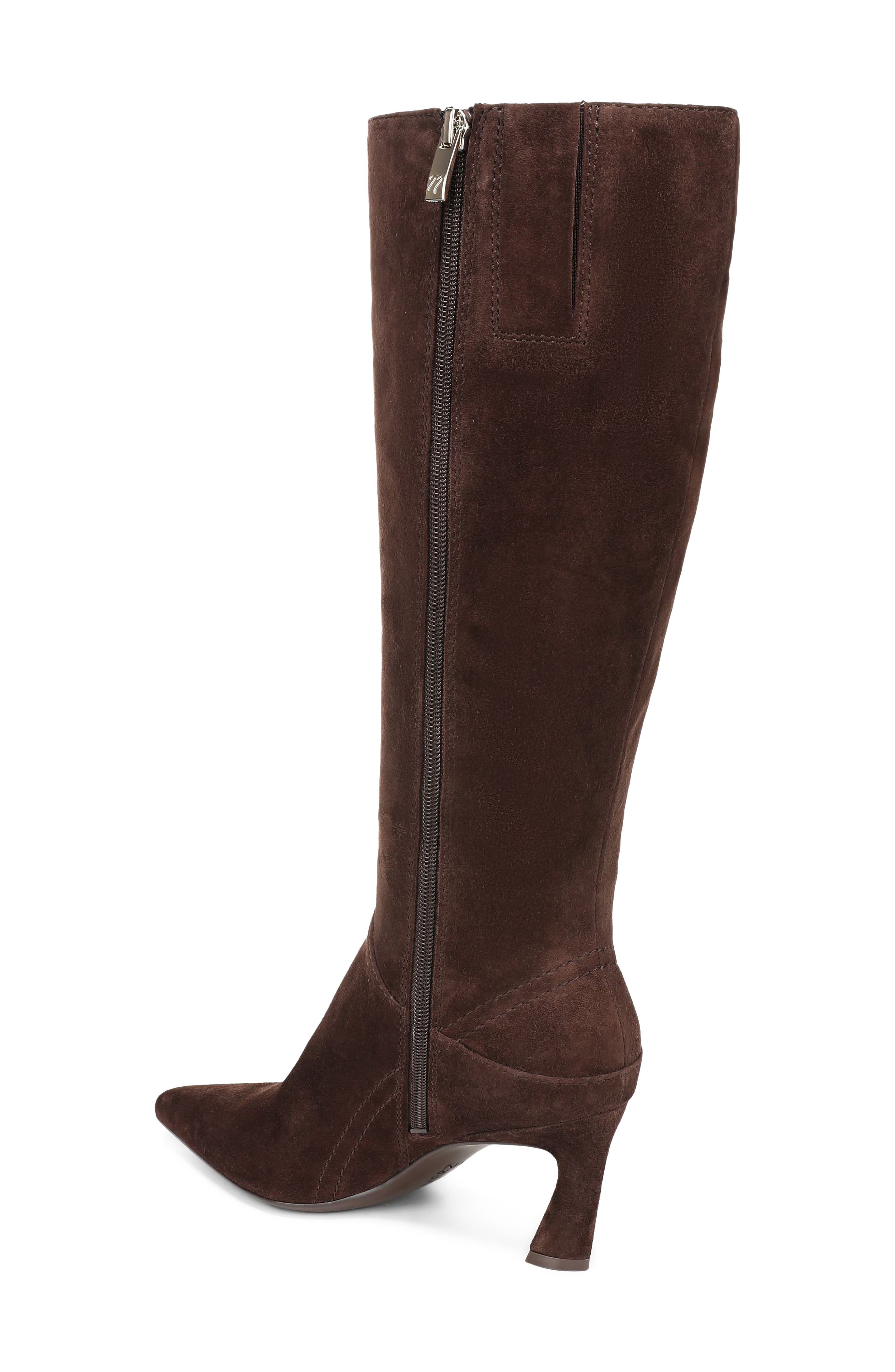 Edina Pointed Toe Knee High Boot, Alternate, color, CHOCOLATE SUEDE