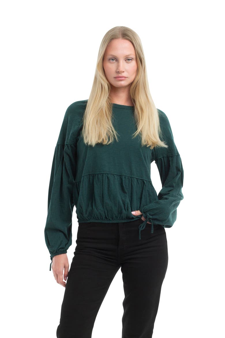 Shirred Elastic Hem Tee, Main, color, Dark Sea