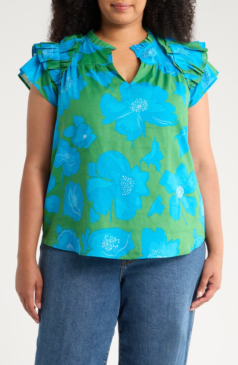 SUGARLIPS Rori Ramona Ruffle Top, Main, color, Green/ Blue/ Multi
