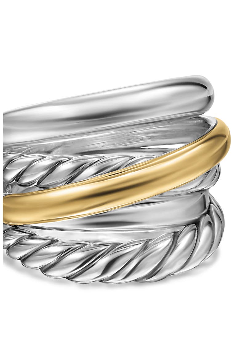 Crossover Five-Row Ring in Sterling Silver with 14K Yellow Gold, Alternate, color, S STERLING SILVER/ 14K GOLD -8