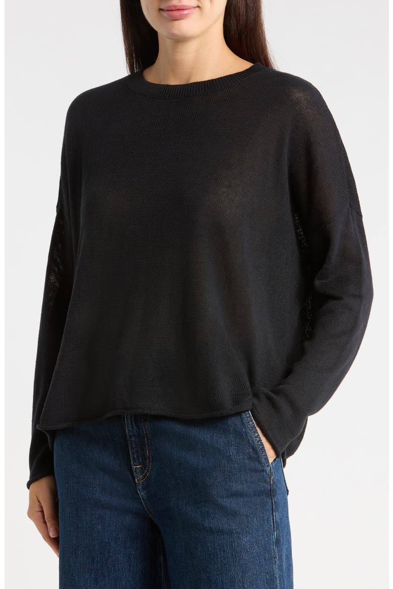 Organic Linen & Organic Cotton Sweater, Main, color, BLACK